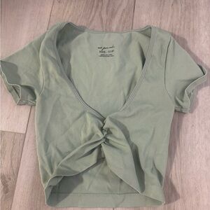 Urban Outfitters Green Crop Tie Front T-Shirt